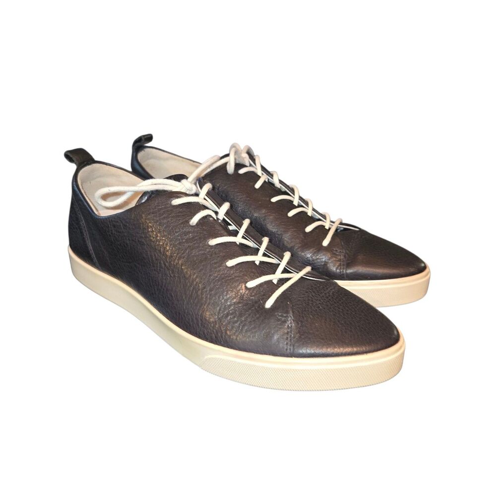 Ecco Gillian Sneakers Size 10 Black & White‎ Leather Low Top Lace Up Pointed Toe